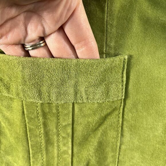Colebrook Large Suede Leather Lime Green Jacket Women's Paisley Lined 2 Button - Picture 4 of 11